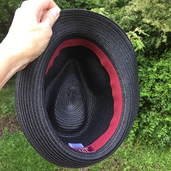 Stylish Black Fedora with Blue and Red Band - Picture 6 of 8